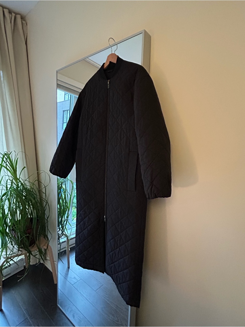 COS Black Long Quilted Puffer Coat